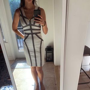 BCBG MaxAzria white and black cocktail dress